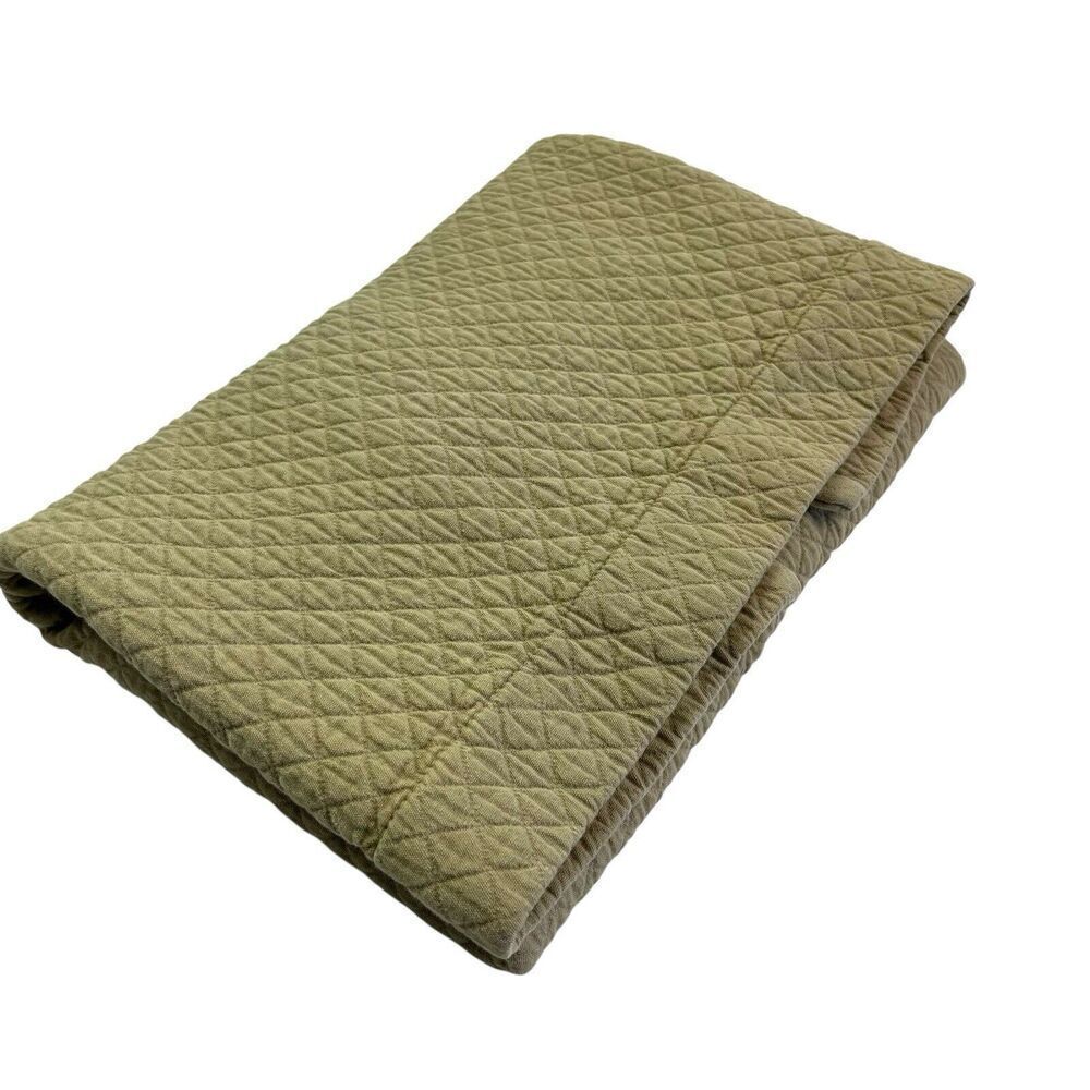 Restoration Hardware 1 Diamond Quilted Euro Pillow Sham Cover Cotton Tan